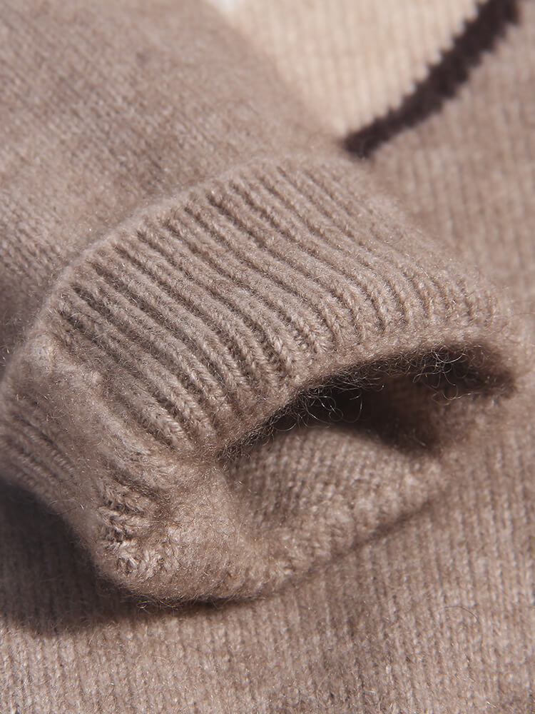 Cute Bear Face Cozy Brown Cashmere Knit Sweater for Kids